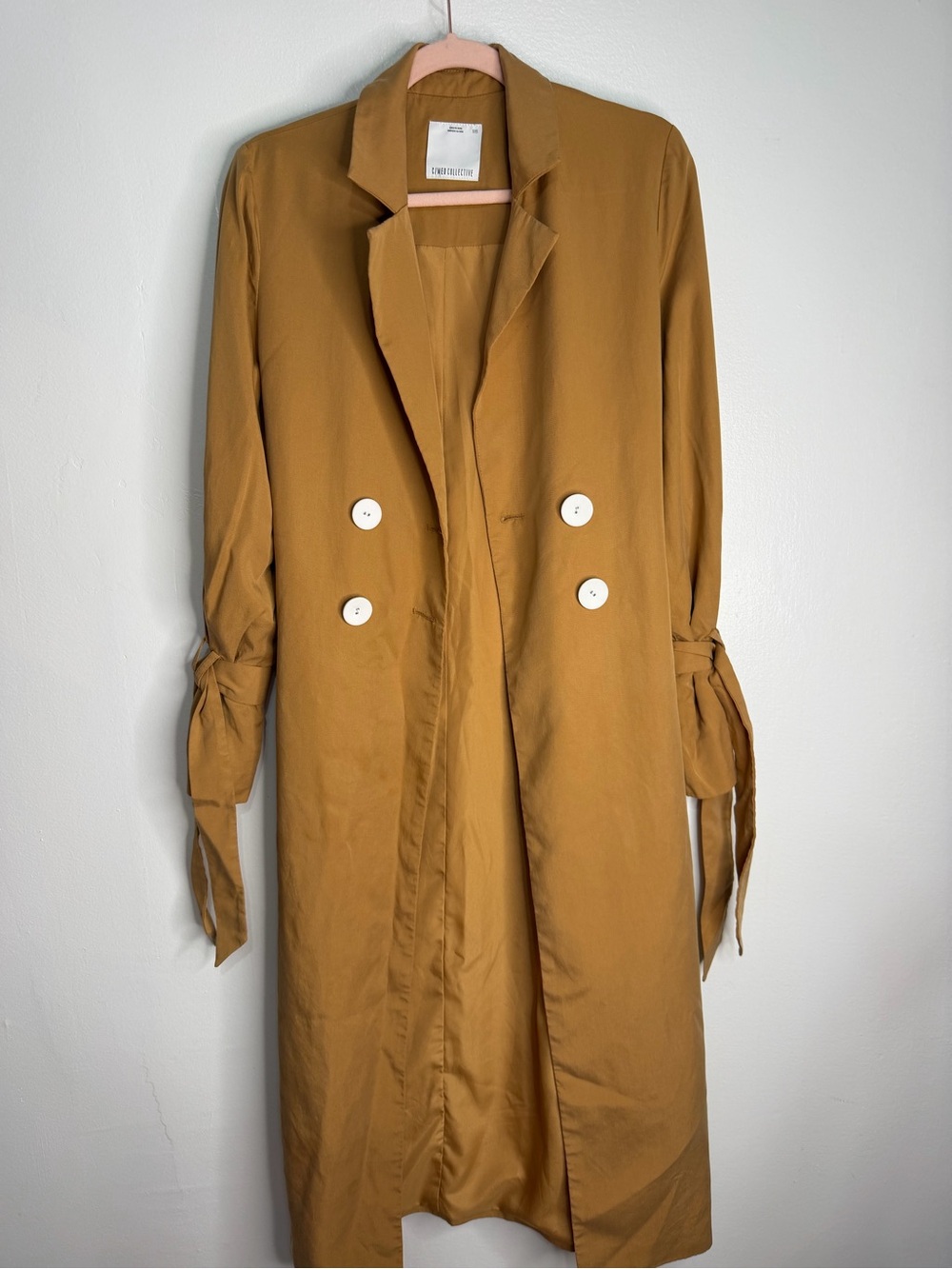 C/MEO COLLECTIVE Women's Mustard Double-Breasted Trench Dress